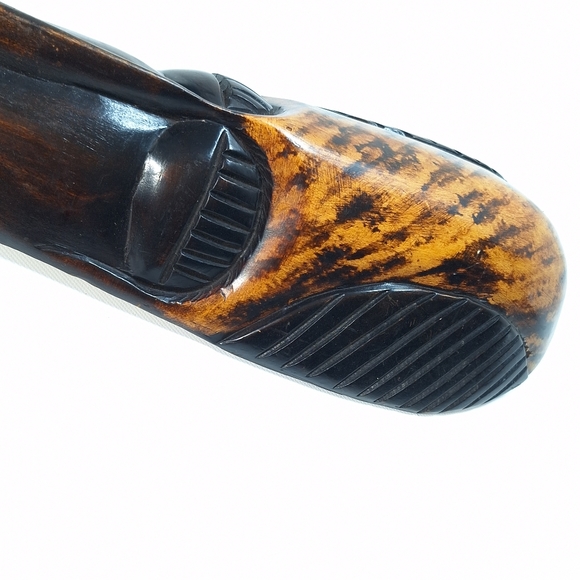 Vintage Handcarved Hand Painted African Wood Mask Black and Brown Tribal - Picture 4 of 9